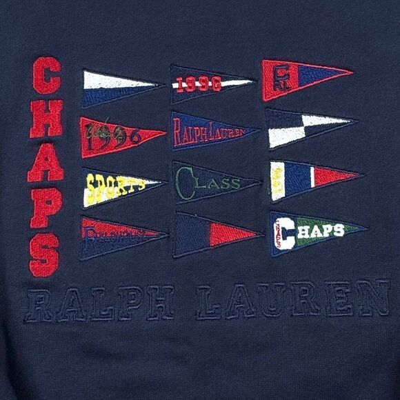 Vintage Chaps Ralph Lauren Sweatshirt 90s Flags Pullover Deadstock - Picture 4 of 6